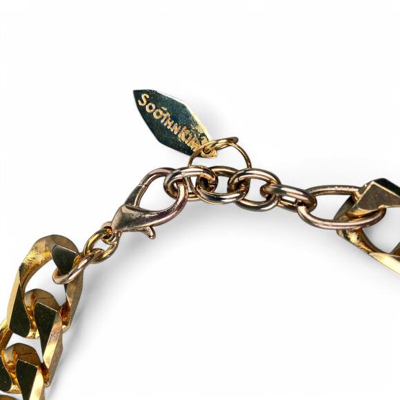 Soo Ihn Kim Heavy Chain Necklace Shiny Gold Tone 18 Inches - Picture 12 of 12